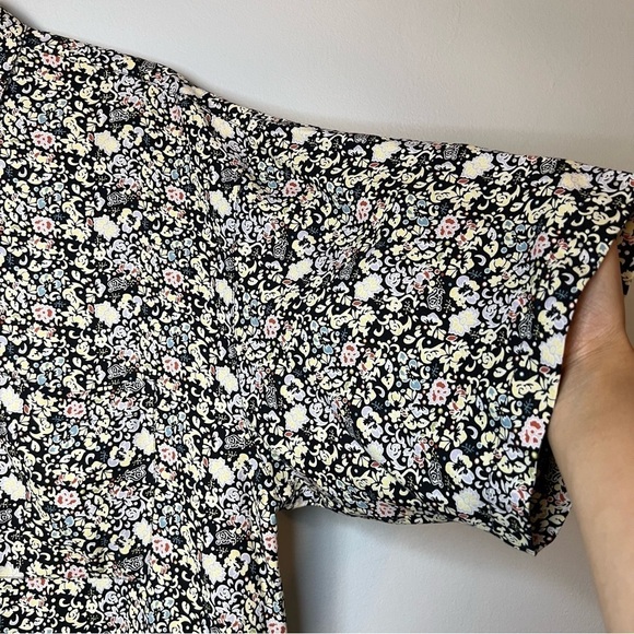 Bobby Chan Men's Size L Silk Bamboo Floral Short Blouse Black Yellow Lightweight - Picture 7 of 11